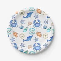 Beach Themed Baby Shower or Birthday Party Paper Plates