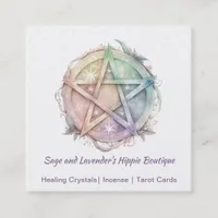 Watercolor Pentagram Occult Shop  Square Business Card