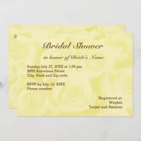 Light Yellow Rose Background Bridal Shower Invite