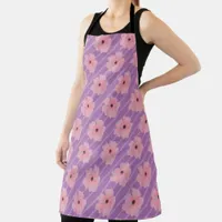 Pink Flowers And Stripes Apron