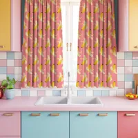 Kitsch Bananas On Pink Kitchen Curtains