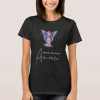 *~*  AP16 Black GOD Bless America Angel Flag  T-Shirt