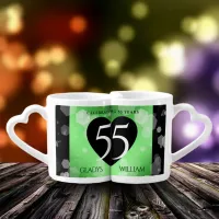 Elegant 55th Emerald Wedding Anniversary Coffee Mug Set