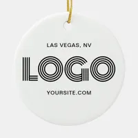 White and Black Modern Logo Ceramic Ornament