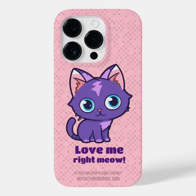 Purple Anime Cat Vector Art Pink Case-Mate iPhone 14 Pro Case