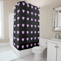 Goth Black and Pink Heart Design Shower Curtain