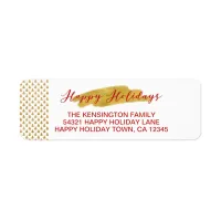 Happy Holidays Gold Trees Foil Brush Hand Lettered Label