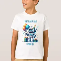 Personalized Birthday Boy Pixel Robot  T-Shirt