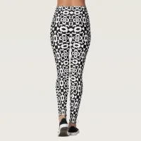 Geometric Mandala Pattern Black And White  Leggings