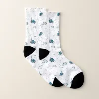 Cool Blues Tropical Fishes Pattern Socks