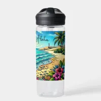 Tropical Ocean Aloha Vacation Personalized Water Bottle