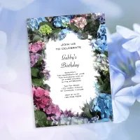 Multi Colored Hydrangea Flowers Birthday Party Invitation