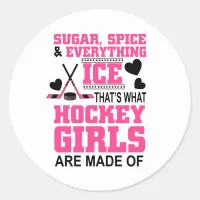 sugar spice and everything ice girls hockey classic round sticker