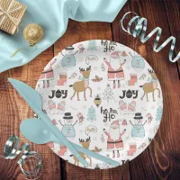 Santa, Snowman, Reindeer Pattern ID559 Paper Plates