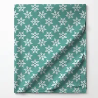 White Snowflakes on Teal Fabric