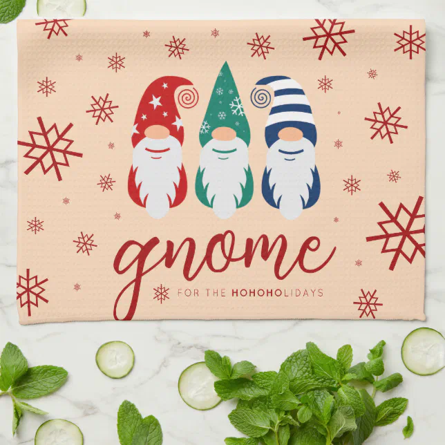 Hygge Christmas Gnome for the Holidays Snowflakes Kitchen Towel