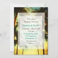 Tropical Palm Trees at Sunset Wedding Invitation