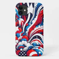 Red, White and Blue Abstract US Flag Patriotic  iPhone 11 Case