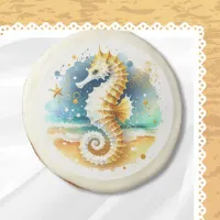 Soft Pastel Ocean Coastal Seahorse Wedding  Sugar Cookie