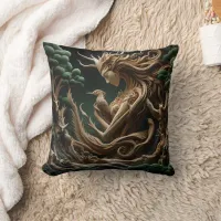 Nature Spirit Embraces Wildlife in Forest Throw Pillow