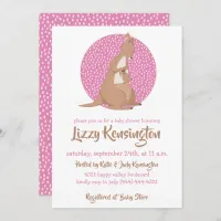 Kangaroo Baby Girl Shower Pink Pattern Invitation