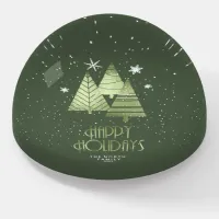 Christmas Trees and Snowflakes Green ID863 Paperweight