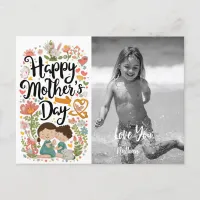 *~* Photo Whimsical Heart Bunny Mother's Day AP72 Holiday Postcard