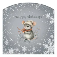 Cute Winter Mouse with Berries Door Sign