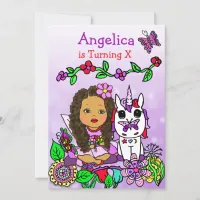 Hispanic or African-American Fairy Birthday Invitation