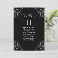 Elegant Black & White Wedding Seating Chart Cards