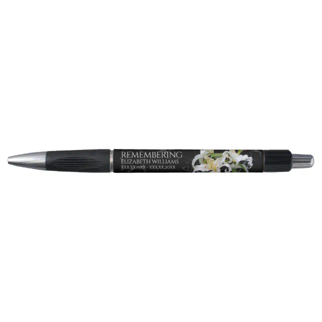 Elegant White Oriental Lilies Celebration of Life Pen