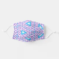 Symmetrical Purple Turquoise & White Geometric Adult Cloth Face Mask