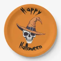 Happy Halloween Skull Paper Plate