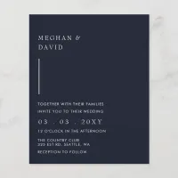 Budget Simple Modern Navy Wedding Invitation