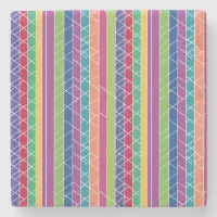 Colorful Stripes Stone Coaster