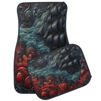 Vibrant Ship in Swirling Waves Car Floor Mat