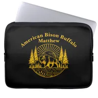 Buffalo Walking by the River at Sunset Laptop Sleeve