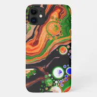 Personalized Orange, Blue, Green, Black Fluid Art  iPhone 11 Case