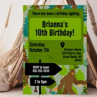 Bigfoot Birthday Sighting Green Woodland Invitation