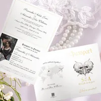 Gothic Skeleton Photo Passport Wedding Invitation