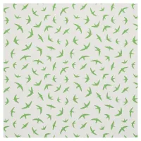 Green White Flying Swallows and Swifts Pattern Fabric