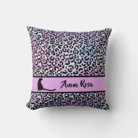 *~* Black Spots Leopard Rainbow Animal Pattern Throw Pillow