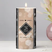 Elegant 28th Linen Wedding Anniversary Celebration Pillar Candle