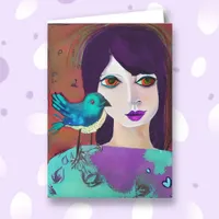 Keep in Touch with a Friend | Girl and Bird  Card