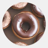 Chocolate Donuts with Sprinkles  Classic Round Sticker