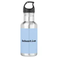 Light Blue Minimalist Simple Personalized Name Stainless Steel Water Bottle