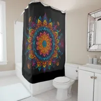 Mandala cute colourful swirls of reds and blues shower curtain