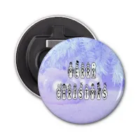 Merry Christmas Snow People Font, Blue Tint Snow Bottle Opener