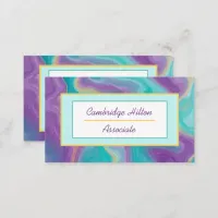 Purple, Gold and Blue Marble Swirls  Business Card