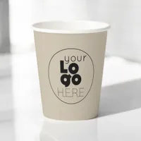 Business Logo Natural Taupe Paper Party Cup